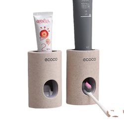 Squeezer Automatisk Tandpasta Dispenser Støv-bevis Tandbørste Holder Væg Mount Stand Badeværelse Tilbehør Sæt