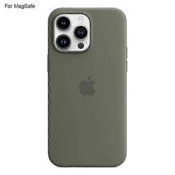Iphone 14 Pro Max -kotelolle, joka on yhteensopiva Magsafe Liquid Silic -puhelimen takakannen kanssa Monivärinen Olive Green