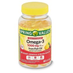 Spring Valley Proactive Support Omega-3, 1000 mg, pehmeät kapselit, 60 kpl