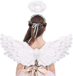 Angel Wings og Halo Adult White Angel Wings For Kids Christmas hvit