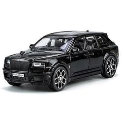 1:32 Rolls Royce Cullinan SUV Alloy Luxy Car Malli Painevalettu metalli leluauto Ajoneuvot Malli Simulointi Ääni ja valo Lasten lahja Musta