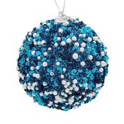 Sajygv Sajy Christmas Pearl Paljetter Glitter Baubles Ball Xmas Tre Ornament Dekorasjon 8cm Blå