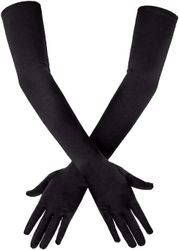 Handskar Långa Svarta Satin Handskar Kvällshandskar OperaHandskar Svart 21 "armbågshandskar för flickor kvinnor (svart)