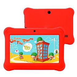 Learning Tablet til børn Android 10 7 tommer 2GB 16GB Kids Tablet Toddler Pædagogisk legetøjsgave til børn HD Dual kameraer Rood