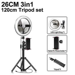 Mikasa Led ring lys med stativ stå med makeup spejl ring lampe Selfie Stick Studio Photography Lights for Video Live 26cm set-4