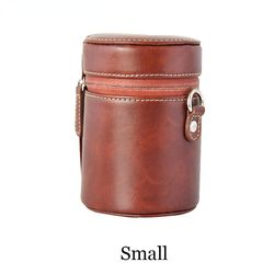 Linssilaukku Retro Hard Pu nahkainen linssikotelo Canon Nikon Sony Pentax Fujifilm Tamron Sigma Pussinsuoja universaali Kahvi samll yksi