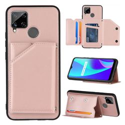Gangxun Sag For Realme C15 Vintage Cuir Cover Læderetui Kofanger - Rose