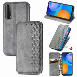 Kompatibel med Huawei Y7a Flip Case Etui Vintage Wallet Flip Cover med magnetisk lukning Coque - Blå grå