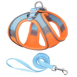 Boeyaa Kæledyrsselevest med snor reflekterende nylon hundesele kraver Orange L