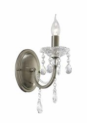 Inspired Lighting Leana væglampe skiftet 1 stearinlys Satin Nikkel, Krystal