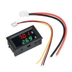 Dc 100v 10a voltmeter ammeter blå + rød led amp dobbelt digital volt meter gauge 10a-rød-grøn