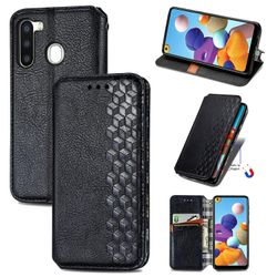 Kompatibel med Samsung Galaxy A21 Flip Case Etui Vintage Wallet Flip Cover med magnetisk lukning Coque - Blå sort