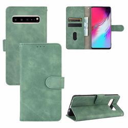 Etui til Samsung Galaxy S10 5g Cover Premium læder med kortholder Flip Folio magnetisk etui Etui Coque - Sort Grøn