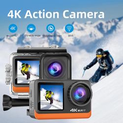 Sajygv Ourlife 4k60fps actionkamera med wifi-fjernbetjening 2.0 tommer hd-skærm turist vandtæt til kørsel, dykning, udendørs sport Sort med 128 GB ...