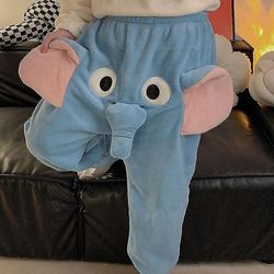 Elefant Trunk Pyjamas Bukser Mænd, elefant pyjamas bukser, tegneserie pyjamas bukser sjovt Blå Flannel XL