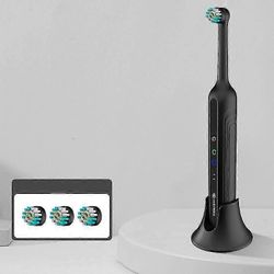 Koiran hampaiden harjaussarja, sonic-sähköhammasharja koiralle, plakin ja hammaskiven poistoaine, 3 harjaspäätä (musta)