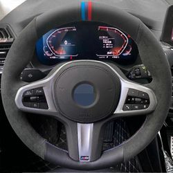 Mokkanahka räätälöity auton ohjauspyörän suojus BMW M Sport G30 G31 G32 G20 G21 G11 G12 G14 G15 G16 X3 G01 X4 G02 X5 G05 X7 G07 Style 15