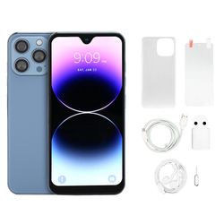 I14 Pro Max 6.7" 5G Älypuhelin - 8 Gt RAM-muistia, 256 Gt Tallennustilaa, 32MP Kamera, Android 12, Sininen