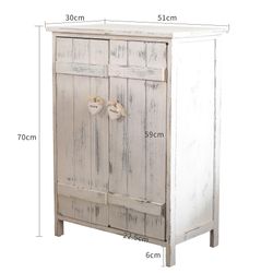 Mobili Rebecca Rebecca Huonekalut Comodino Double Anta White Wood Shabby Chic 70x51x30