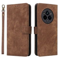 Realme 14 Pro 5G -kotelolle, lompakolle, RFID-esto, PU-nahkasuojus, katseluteline - ruskea Monivärinen Brown