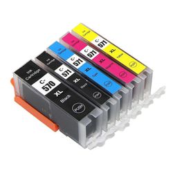 Go Inks -yhteensopivat PGI-570- ja CLI-571-mustekasetti, 5 kpl, musta/syaani/magenta/keltainen Canon Pixma -tulostimille