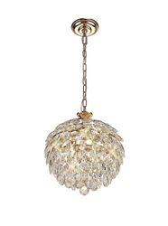 Inspired Lighting Coniston Loft Vedhæng, 3 Lys E14, Fransk Guld, Krystal