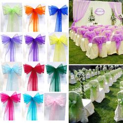 Varychmoo Organza Sashes stol dækker Tulle Buer Sash Tie Ribbon Wedding Party Sort 100 Pcs
