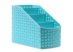 Multifunktionel Desktop Storage Box Desk Opbevaring Pen Blyant Makeup Cosmetics Rack Lyseblå