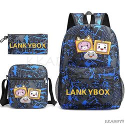 Snniv Lankybox School Bag Tegneserie Skuldervesker Casual Canvas Bag Student Laptop Mochilas bildefarge9