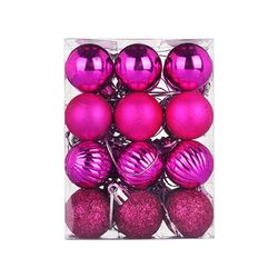 Flye 30mm joulu joulu puu pallo bauble roikkuu kotijuhla koriste sisustus 24pc Vaaleanpunainen