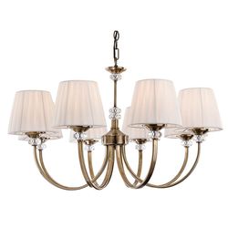 Firstlight Lighting Langham 8 Lys Multi Arm Lysekrone Antikke Messing, Plisseret Cream Shades, E14