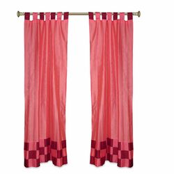 Indian Selections 2 Eklektisk Fersken indiske Check Sari Gardiner Tab Top gardiner Pink 36 X 120 Inches (91 X 304 Cms)