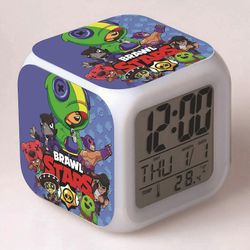 Värikäs monitoiminen led-herätyskello Brawl Tähdet 1