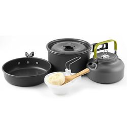 Pot Madlavning Udendørs Gryder Pander Camping Set sort