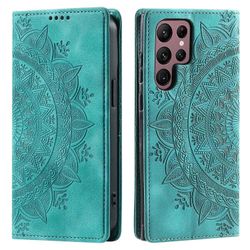 Tyyli 010 Samsung Galaxy S25 Ultra -kotelolle Mandala-kuvio magneettinen sulkeutuva nahkainen puhelimen kansi Monivärinen Mint Green