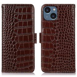 Yhteensopiva iPhone 15 RFID -puhelinkotelon kanssa aito lehmännahka lompakkoteline pudotussuojattu kansi Ruskea