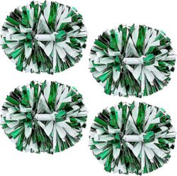 4kpl cheerleading pom poms cheerleader-asunaisille, 2 paria cheer pompomeja Vihreä valkoinen