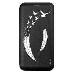 Crazy Kase Sag for Samsung Galaxy A21s Sort Fjer mønster og flight fugle