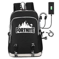 Reppu Fortnite - Vedenpitävä koululaukku USB- ja kuulokeliitännällä