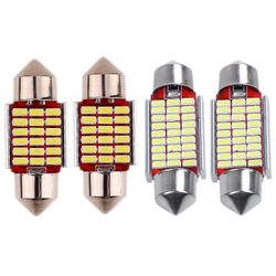 4stk C5w C10w 36mm 3014 Canbus Car Inteiror Pære Nummerplade Lys 12v - 2stk 27smd Festoon Led