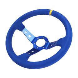 350mm 14 tums bil ratt mocka läder drift racing spel ratt 7031BL-BLMS-BL-YL