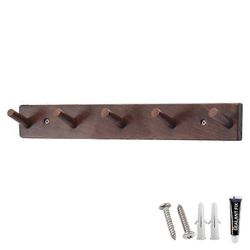 5-koukkuinen täysi pyökkipuinen seinäripustin avaimenperä takki koukku teline kodinsisustus (ST) - retro väri Monivärinen Retro Color