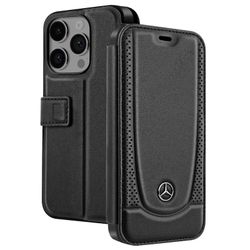 Mercedes iPhone 14 Pro Max aitoa nahkaa oleva korttikotelo, musta