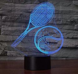 3d tennis yövalo kosketuskytkin 7 värinvaihto led pöytäpöytä lamppu akryyli litteä abs pohja usb-laturi kotilelu syntymäpäivä joulu lapsi lasten lahja