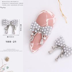 Manicure Zircon Pearl Shell Bow Star-moon Ultra Flash Light Luksus Nail Diamond Patch Sølv 18821 sølv