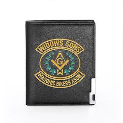 Bricks Masons Kompas og firkantet g frimurerisk tegnebog og kreditkortholder (20 varianter) Bg091-sort