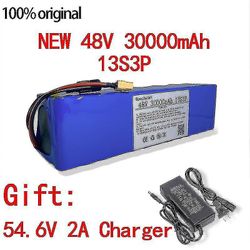 Ny 48v 10000mah 1000w 13s3p Xt60 48v litium ion batteripakke 100ah for 54.6v e-sykkel elektrisk bicyc 30000 mAh