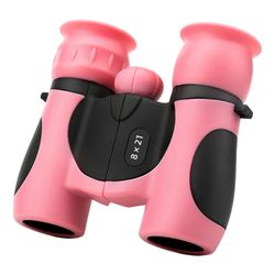 Lertenys Kiikarit lapsille Vedenpitävät lasten kiikarit eläinten katseluun Iskunkestävä + ulkolelulahjasetti Suurennuslasi ja kompassi Vaaleanpunainen
