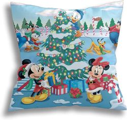 Blød og holdbar Disney Together Time julepude vintage ferie Santa French stil burlap polyester kaste pudebetræk 18 x 18 tommer