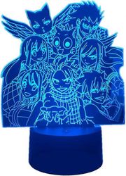 Xcy 3D illuusio lamppu anime keiju hännän toimintahahmo akryyli LED yövalo pojille tytöt kotihuoneen sisustus natsu lucy optinen lamppu 16 väriä ka...